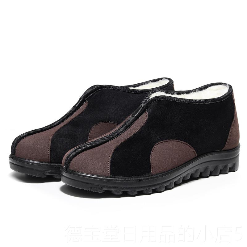 正品冬天老北京布鞋男棉鞋加爸绒保暖老羊人毛中老年爸老头棉高帮