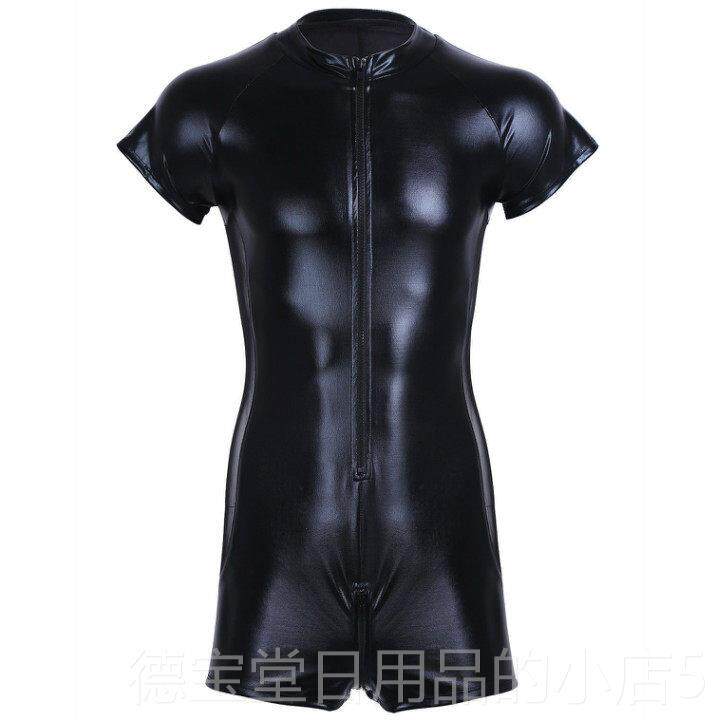 正品性感镂空皮连彷体衣男包夜店歌舞霸气皮衣邮紧身连体男服派对