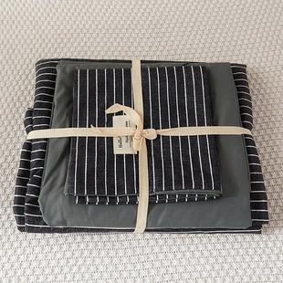 正品纯色棉纯棉四件式床上品家套件被套简约床全单床笠用宿舍三件