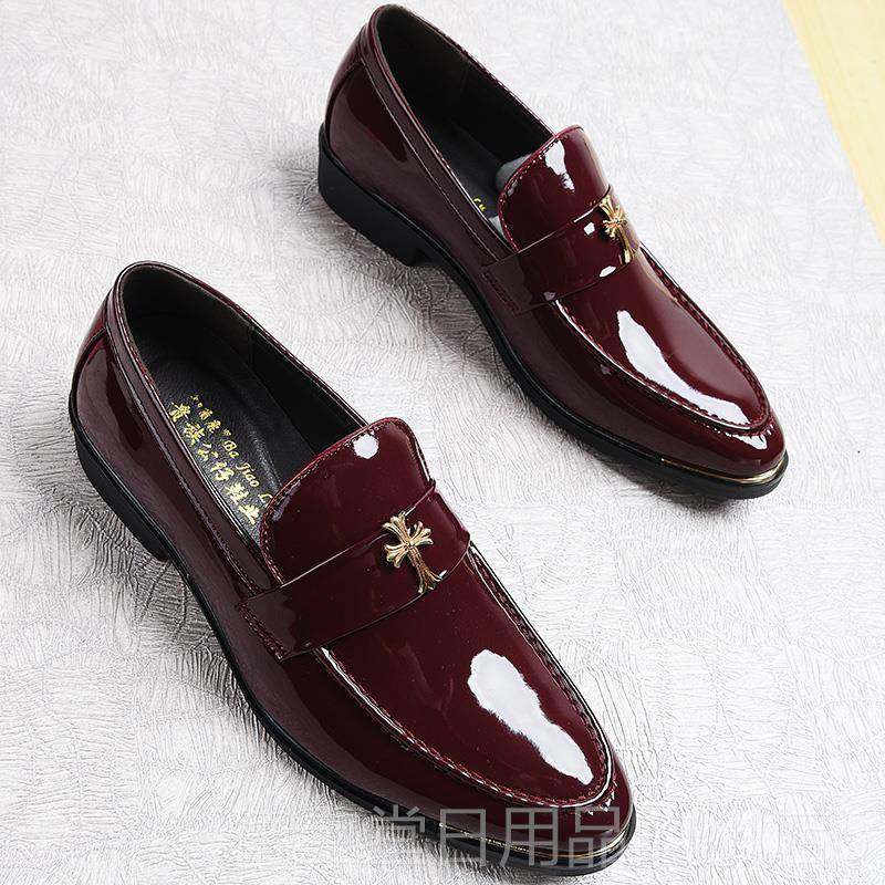 正品春季秋季新男士休英伦风格蓝色亮皮务闲皮鞋发型师时髦尖头男