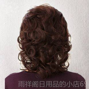 正品中老年假发女短发送妈妈假中士长发蓬自然发女假松发真人发丝