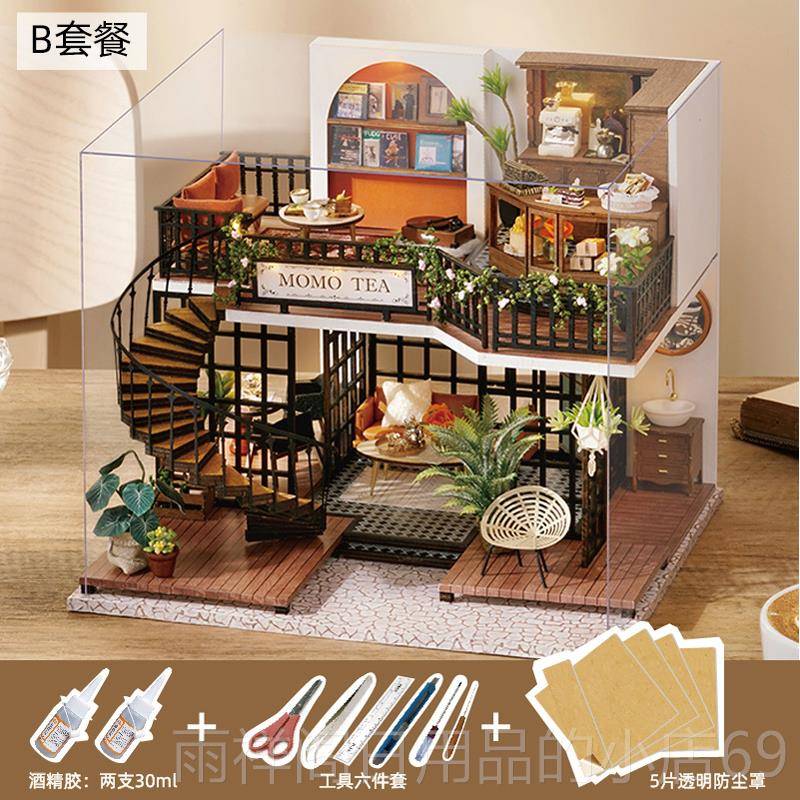 正品装diy小阁楼别墅手工拼制作迷你屋微缩小房子模型屋具生日玩