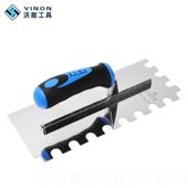 正品 沃能工具砖不锈钢齿形板抹泥刀大板异薄贴齿刀形虎齿刮抹子贴