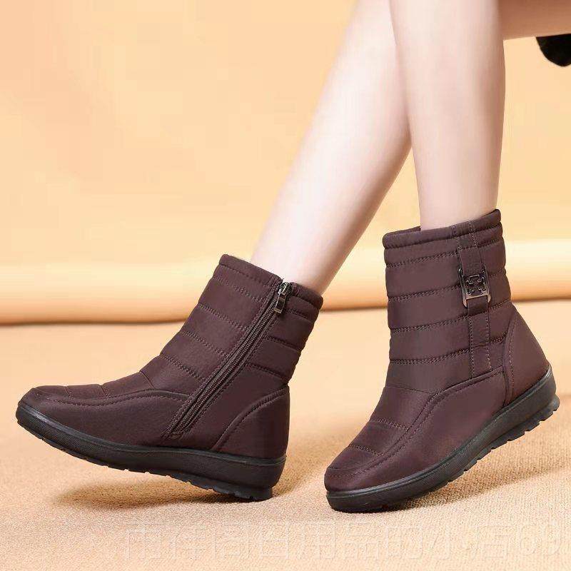 正品防水雪暖地靴女2042款冬季保鞋新妈妈鞋加绒加厚防滑厚底棉靴