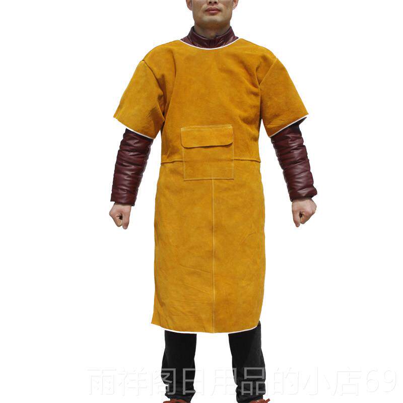 正品防火、阻燃、防辐射、绝皮牛焊接服，皮围裙，短袖焊接防专护