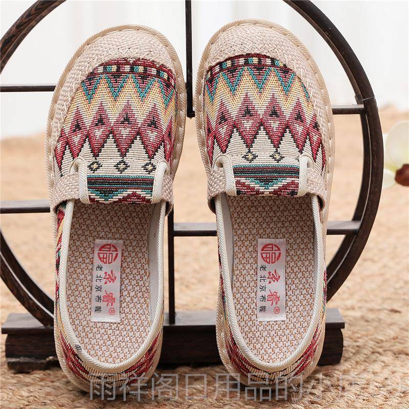 正品京睿鞋老北京布鞋2023季新款妈妈鞋年民族春风古典绣花平底女