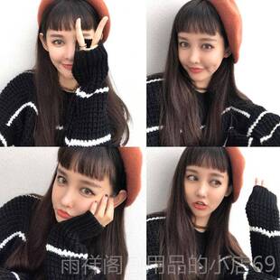 正品真发片二次元网红浏海假发隐无痕修脸形眉齐上浏海空气浏海假