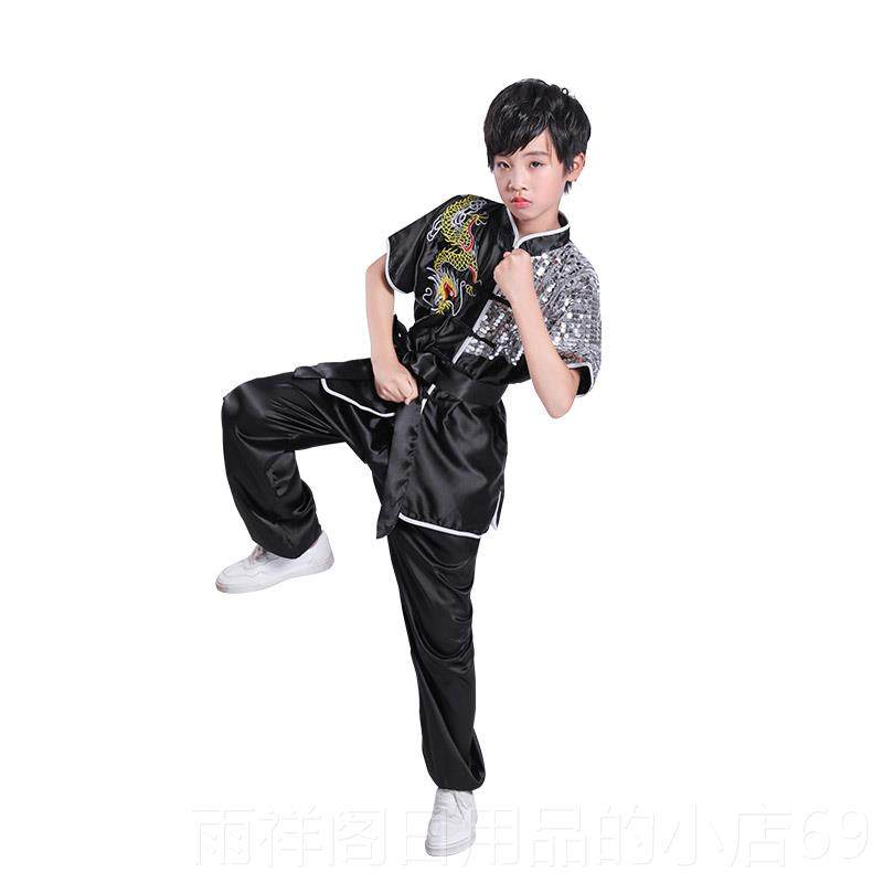 正品儿竞童服武术表演青少年演出服少儿训练服男女赛刺绣服龙中国
