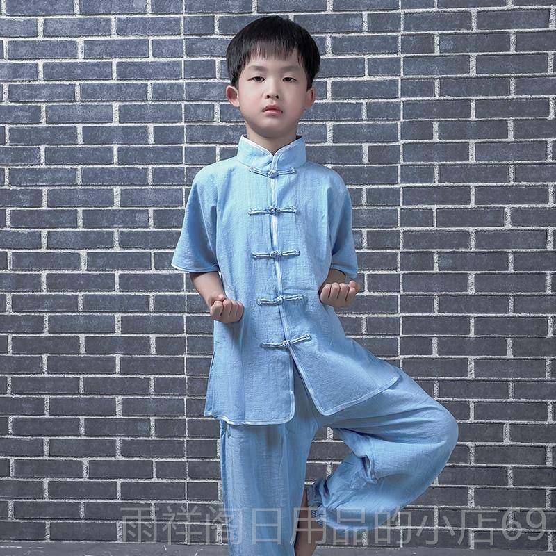 正品儿童武术服装男服女童太极服拳练功服袖夏少儿短练武服表演衣