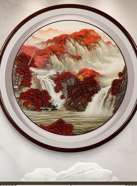 新中式入户玄关装饰画高档沙发背景墙壁画走廊过道立体灯光挂画