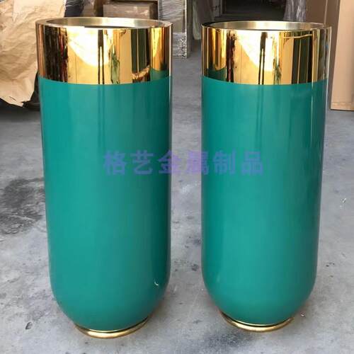 不锈钢花钵 金属花盆酒店大堂花器摆伯 落地花瓶 新品 可定制颜色