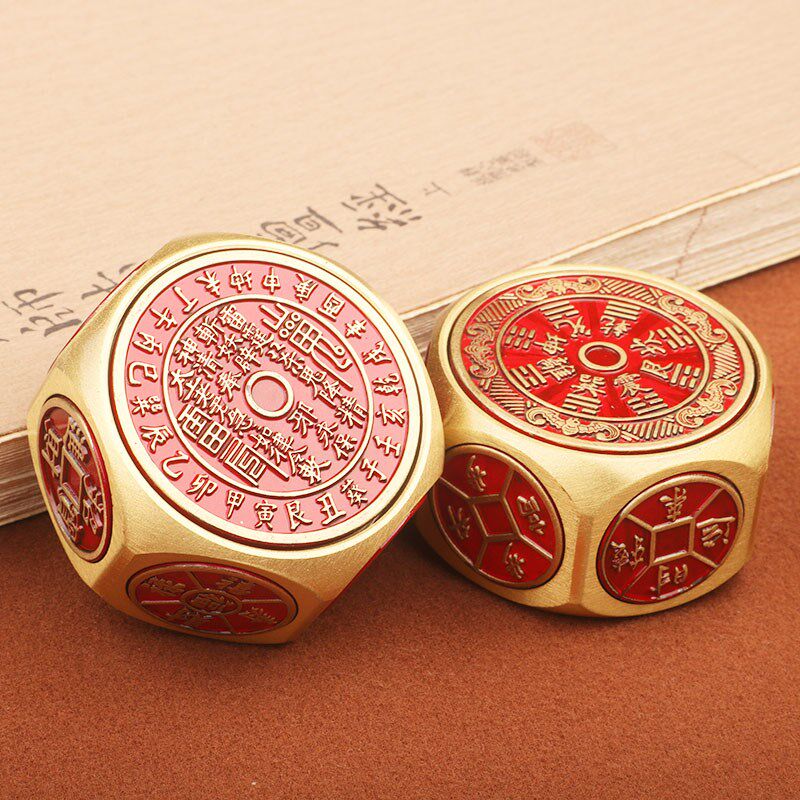 山鬼花铜钱全黄铜八面转可旋转指尖陀螺手把件创意招财转钱摆件