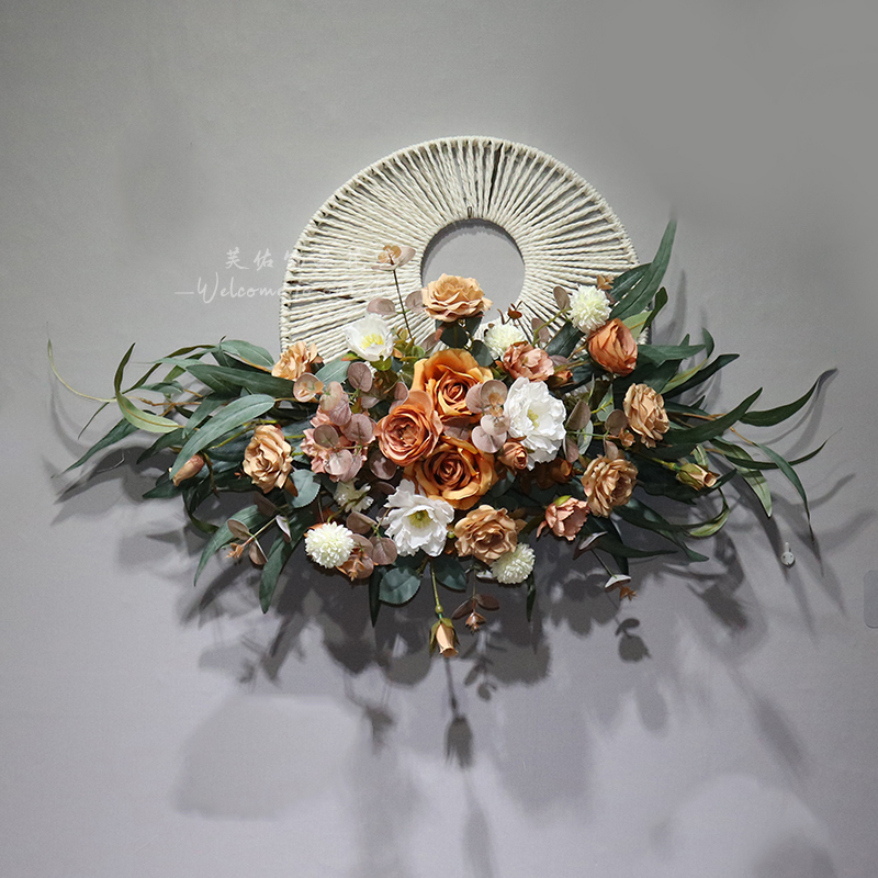 仿真花艺壁挂大圆盘装饰墙面沙发背景墙家居软装橱窗商场陈列布置