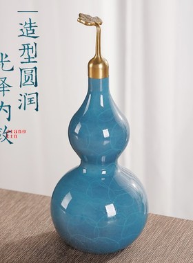 铜葫芦摆件黄铜摆件客厅家玄关居装饰品开口空心葫芦创意高档礼品