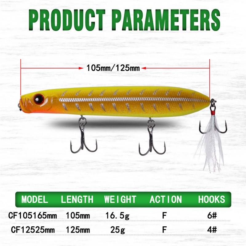 创峰路亚饵大号雷狗1mm 2水面系浮水铅笔鳡鱼翘嘴远投专杀饵
