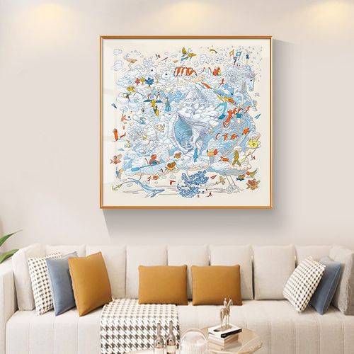 云想国度丝巾装饰画线条飞马丘比特法式浪漫温暖的童话墙面挂画