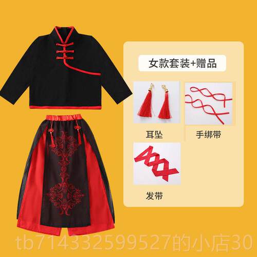 高档元女旦儿童国风国潮男童爵中士舞雪会龙吟舞蹈小学生运动演出