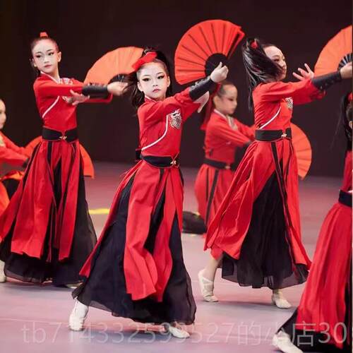 高档雪鼓龙吟舞蹈演出服中国风打服国子潮古典扇舞练功服装表古演