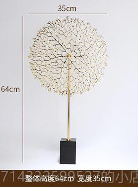 高档轻奢居饰工品创意艺术铜艺摆件黑水晶珊瑚设客厅玄关摆设艺摆