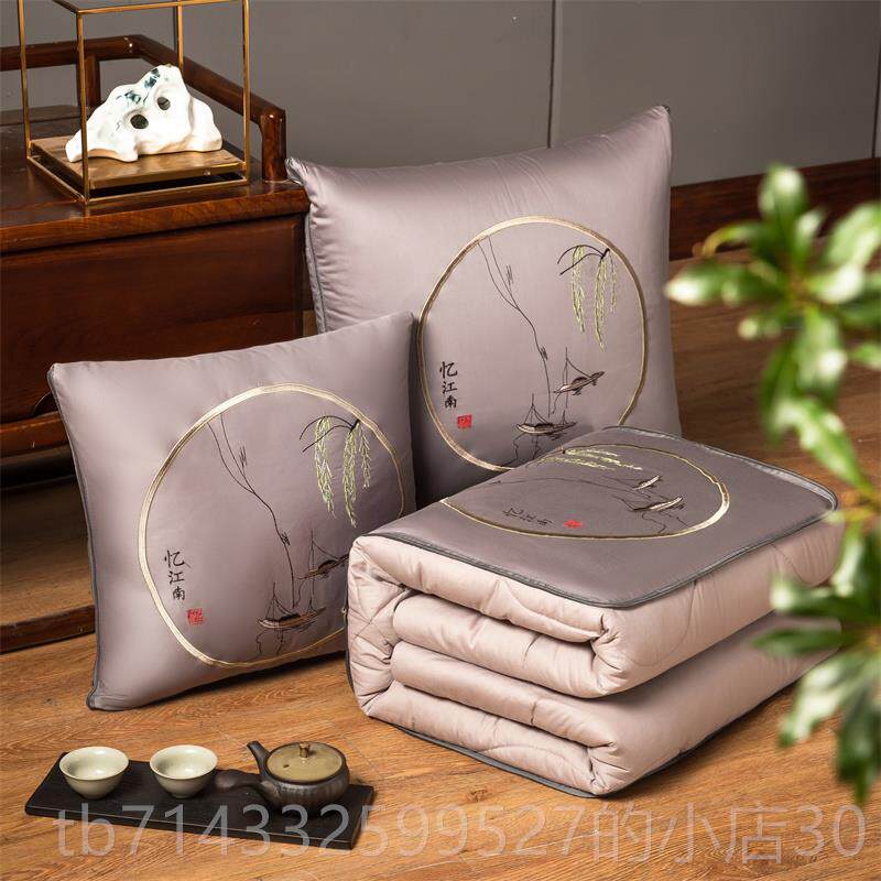 高档式刺棉绣纯两用抱枕被子车中载垫靠被四季全棉办公室午休被枕