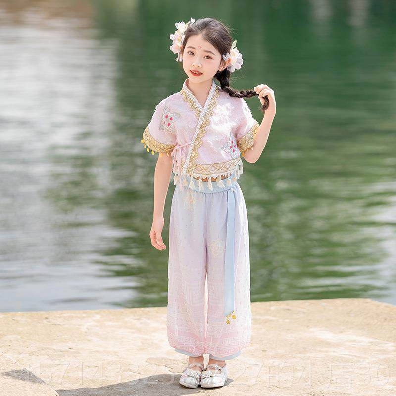 高档女孩傣族装儿童数民族风格舞蹈表演服装女孩少夏服季云游南泰