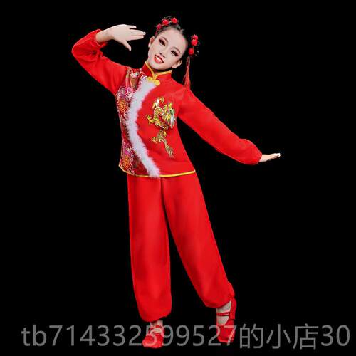 高档元鼓旦儿童荣节日鼓表演服装中国鼓舞幼儿园繁秧歌腰鼓服装