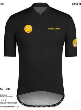 高档T自oso步骤气黑色夏季短袖滑稽表袋自行车运动衫情笑脸行车路