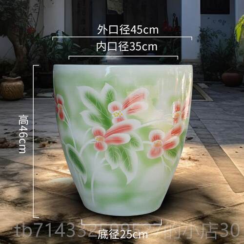高档景德镇陶瓷鱼大号养荷花睡莲水缸庭缸院客盆厅书房摆件画书卷
