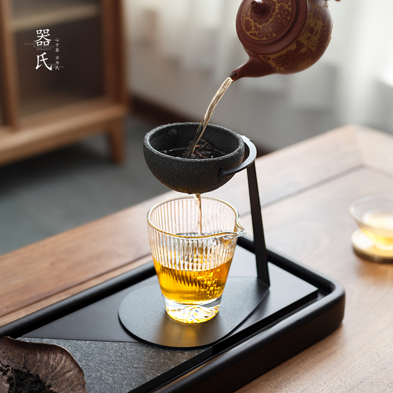 器氏无孔茶漏茶滤一体玻璃公道杯陶瓷茶滤茶隔茶叶过滤网茶具简约