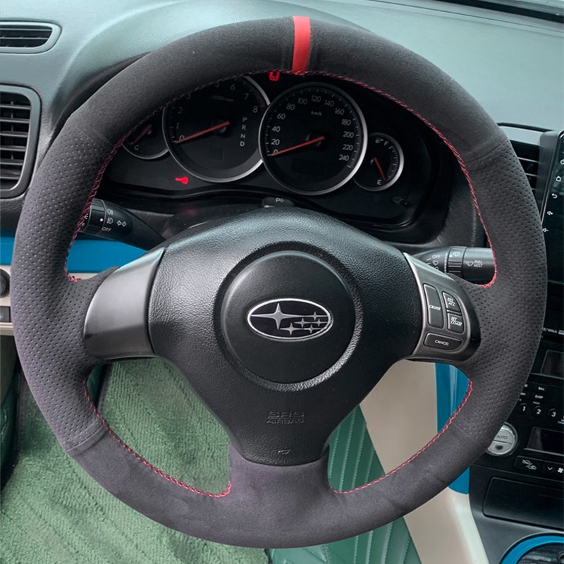 08-款斯巴鲁XV老森林人力狮翼豹 09傲虎专用翻毛皮手缝方向盘