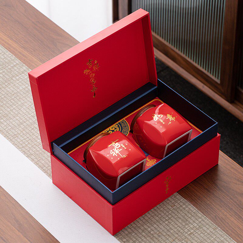 中式国风茶叶罐包装礼盒装空盒包装盒红茶绿茶普洱礼品盒定制双罐