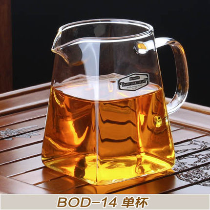 波润加厚公杯手工耐热玻璃公道杯带过滤网分茶器四方茶海功夫茶具