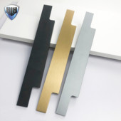 新款 封边拉手橱柜门衣柜门通顶把手免开槽黑色抽屉拉手小 拇指F款