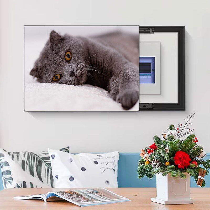 电表箱装饰画动物猫咪免打孔电闸盒宠物店壁画餐厅多媒体遮挡挂画