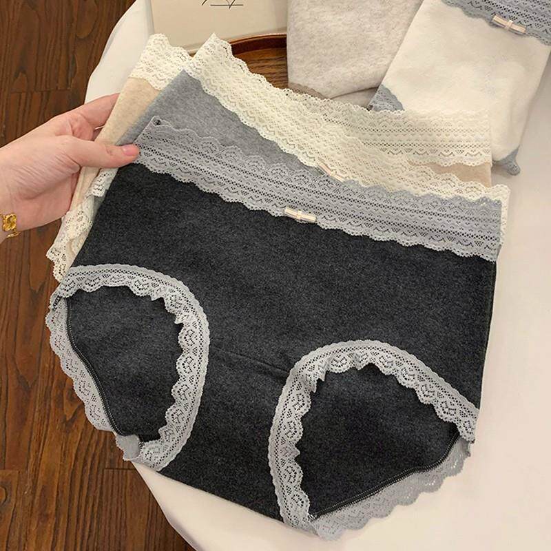 莫妮朵中高腰轻奢蕾丝棉质内裤加长裆全包臀加长底档女士内裤莫妮