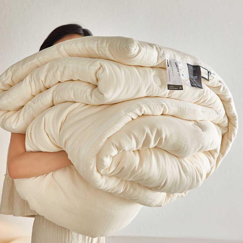 A类全棉双层纱提花99大豆被芯家用 纯色冬被厚被宿舍春秋被冬季