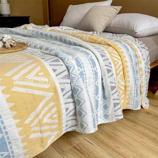 全棉三层纱布毛巾被纯棉夏季 单人办公室午睡毯可机洗毛毯沙发盖毯