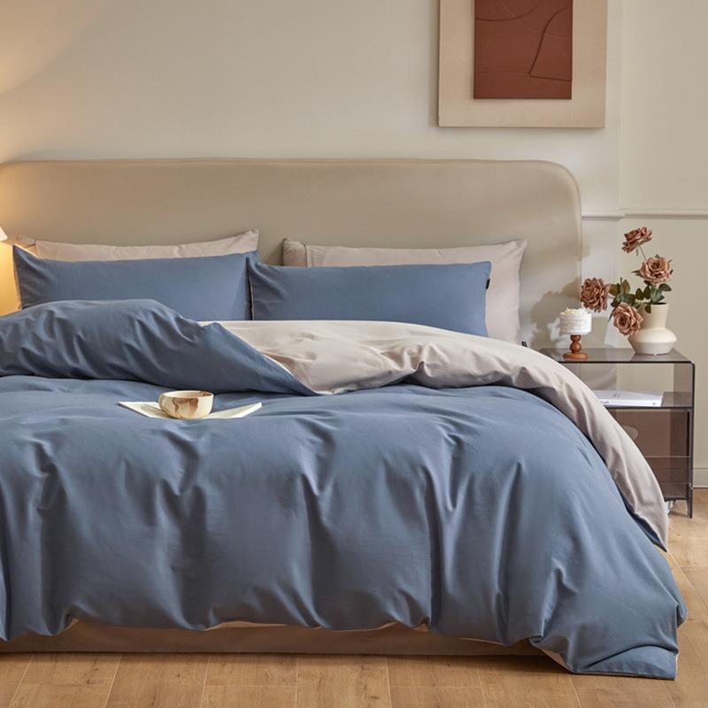秋冬纯色全棉磨毛加厚纯棉四件套a类母婴床单被罩床上用品三件套