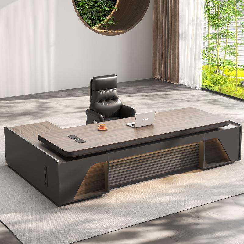 双柜老板桌办公桌椅组合高档总裁主管经理桌简约现代办公室大班台