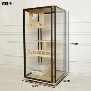 高档猫窝猫别墅用家猫笼子实木猫咪墅大型室猫柜全景别豪华玻璃内