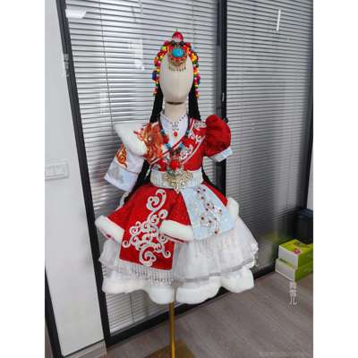 高档藏族舞蹈演出服2024数新款少民声乐藏服儿童女孩女族开场舞表