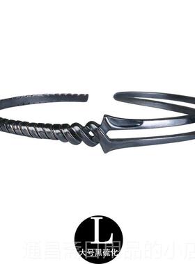 高档UK女I男士95纯银手镯朗基INS欧Y美男个性银镯2子手饰情侣饰品