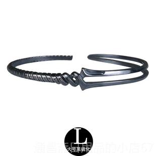 高档UK女I男士95纯银手镯朗基INS欧Y美男个性银镯2子手饰情侣饰品