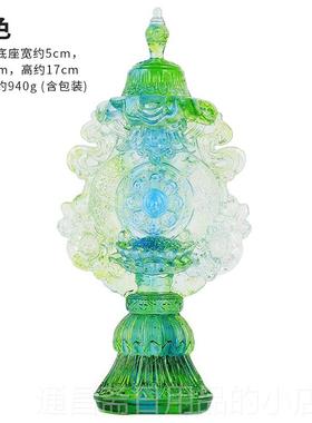 高档古法琉总璃组合吉祥摆件宗供奉密吉祥八宝集藏传八民族供具用