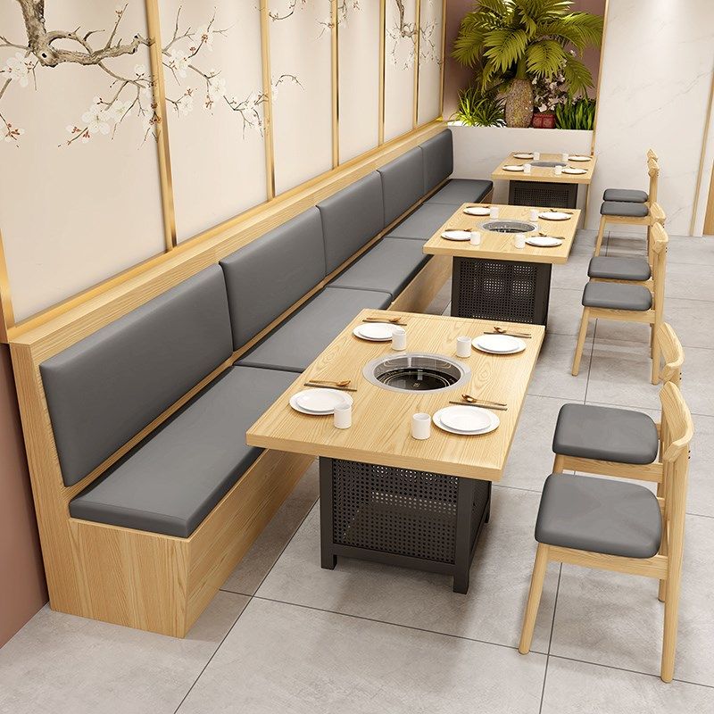 定制茶餐厅靠墙卡座简约奶茶甜品冷饮店双人实木沙发火锅桌椅组合