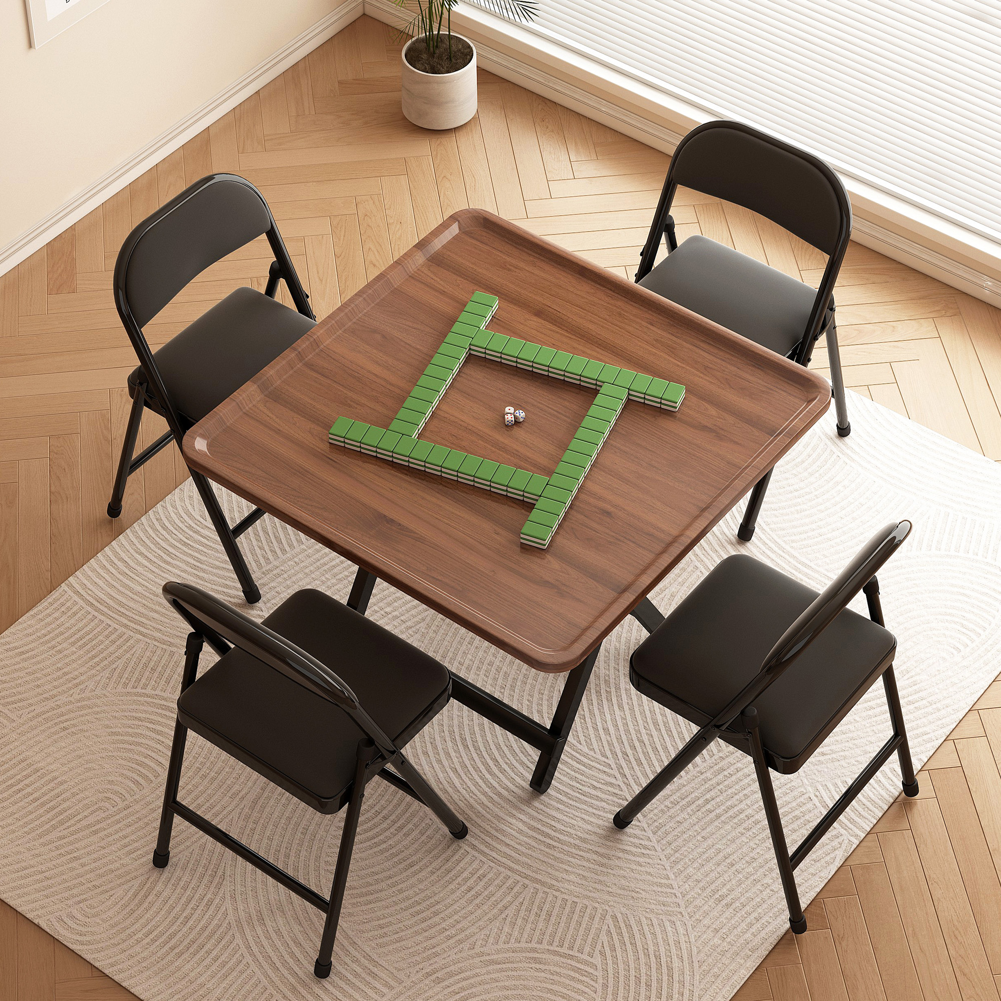 折叠麻将桌便携式掼蛋专用桌打牌桌子四方桌出租房餐桌家用小户型