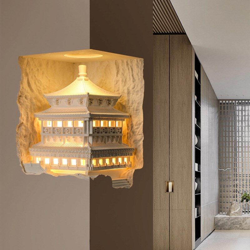 中古风法式壁灯感应石膏壁灯客厅嵌入式壁龛灯具转角墙体氛围夜灯