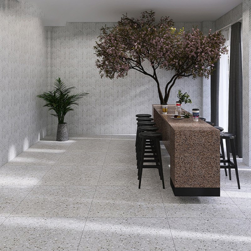 现代简约亮光彩色水磨石瓷砖0x0客厅灰色商场耐磨防滑地砖