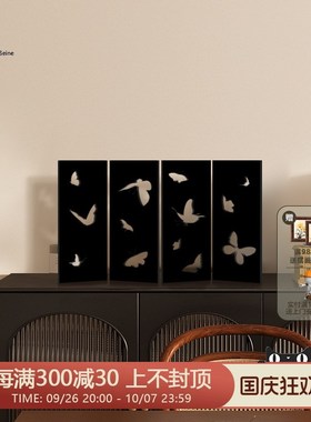 中古风蝴蝶桌面屏风装饰摆件创意法式客厅玄关摆台电视柜斗柜摆画