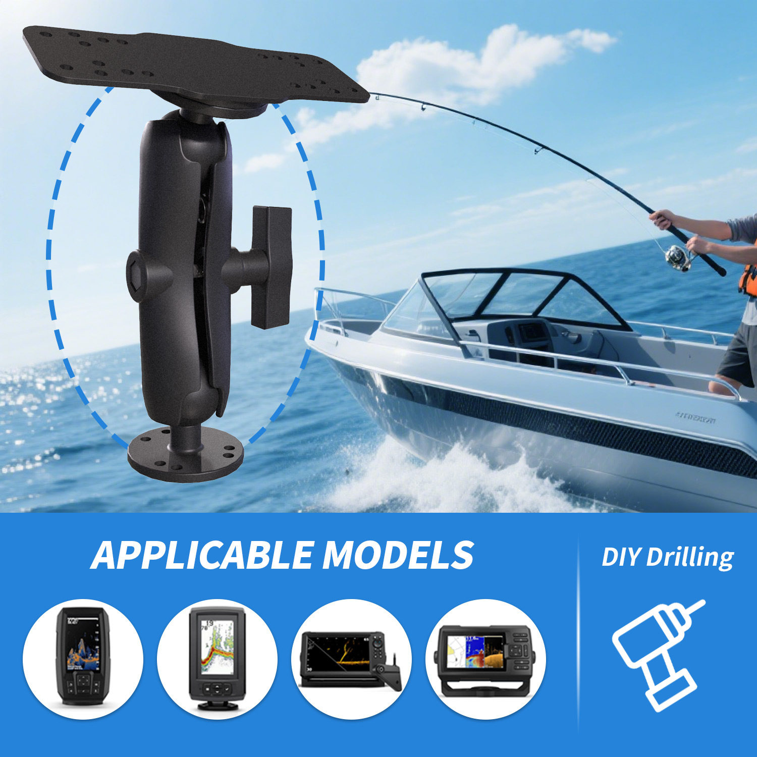 船用探鱼器支架劳伦斯 通用探鱼器底座可视锚鱼显示器360旋转,五金/工具,热像仪,淘宝优惠券,粉丝福利购,淘宝优惠卷
